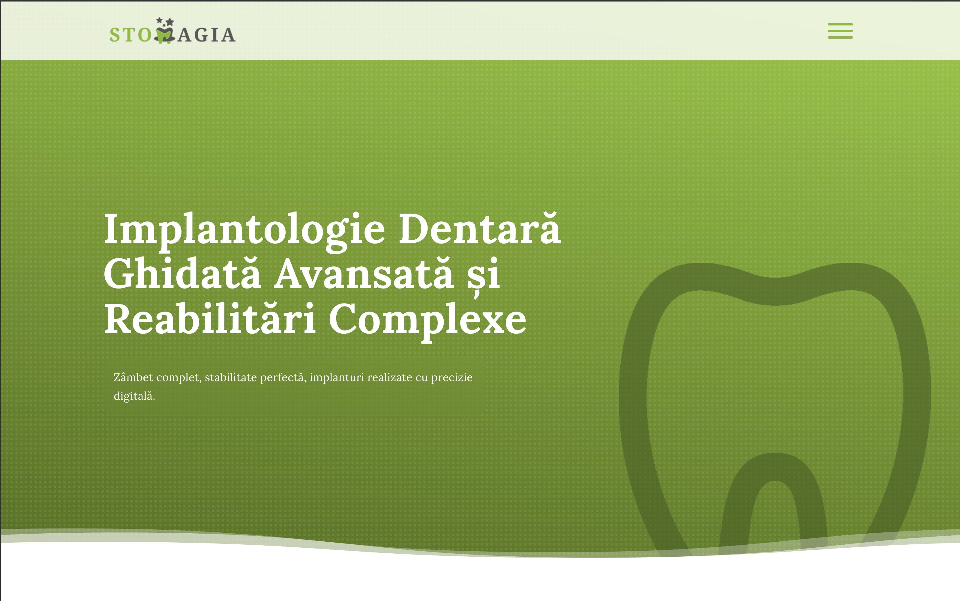 Stomagia service page displayed on the public Next.js frontend